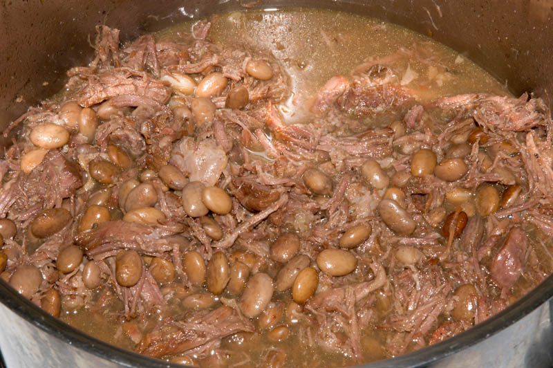 shredded meat and beans