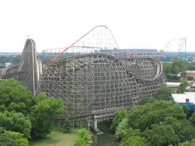 You can see the Titan roller coaster and the Ballpark in Arlington in the background.