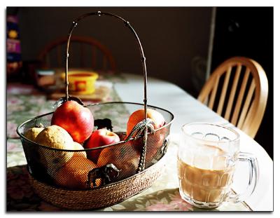 Fruit basket and Cup of Tea