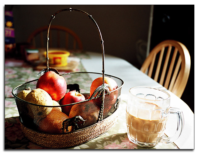 Fruit basket and Cup of Tea