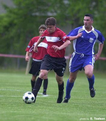 Mike Nugent heading for goal