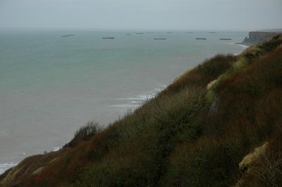 Pheonix, the artificial port, seen from  the German artillery commande post of the Batteries de Longues
