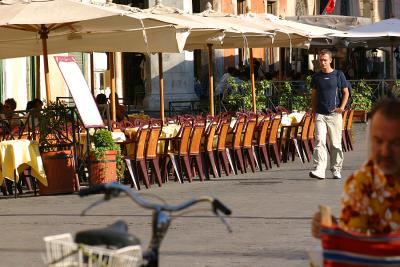 A scene along the perimeter of Piazza Navona in Rome, Italy.