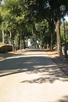 A pathway along the Via Borghese in northeast Rome.