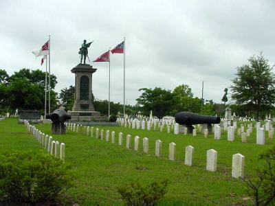 A monument honoring Confederate soldiers at the cemetery
