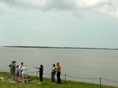 Tourists exploring the site