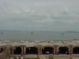 A view from Fort Sumter, including the areas where the cannon were housed