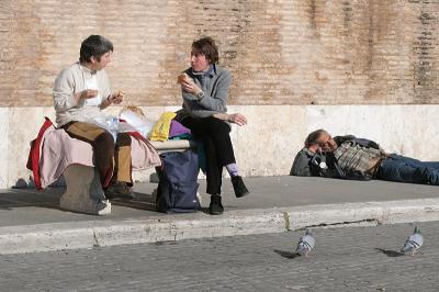 two pigeons three humans