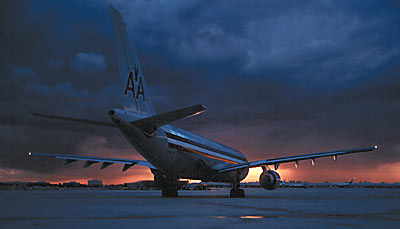 American A300 sunset aviation stock photo #SS9908