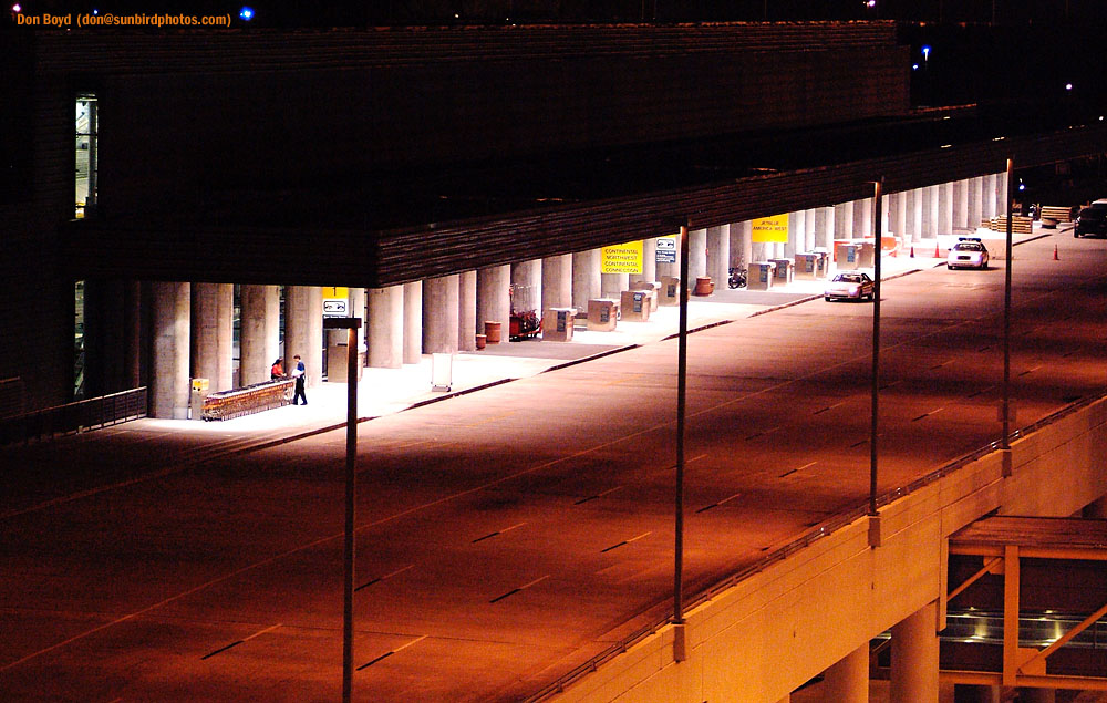 Night view of Terminal 1 at Ft. Lauderdale-Hollywood Intl Airport stock photo