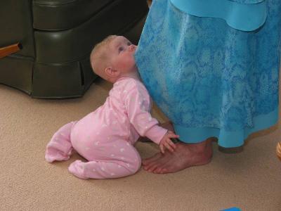 helping to even up the hem on Nanna's dress