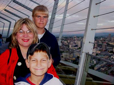 Happy Family on the Space Needle at Twilight
