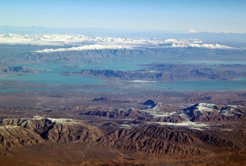 Lakes and snow covered mountains near Shiraz, Iran