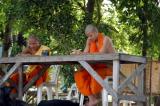 Monks studying along the khlong