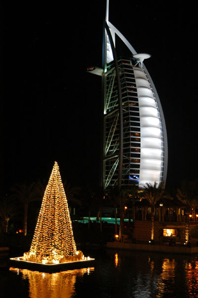 Christmas Tree and the Burj at night