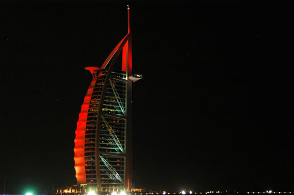 Burj Al Arab in red