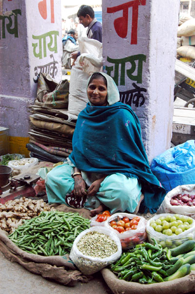 Woman selling veggies