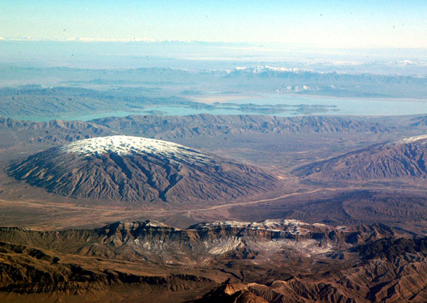 Snow and freshly filled lakes near Shiraz, Iran