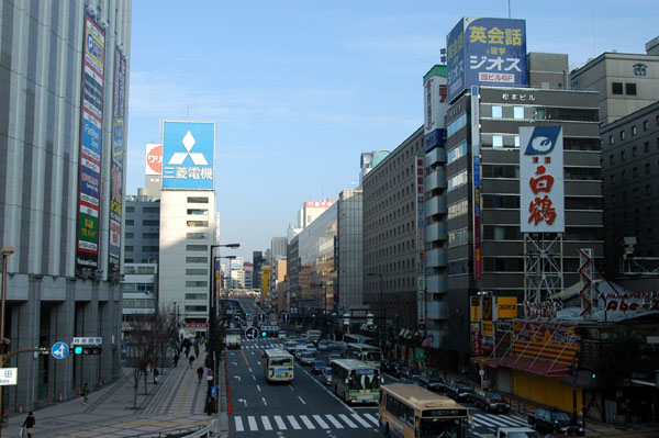 Road leading north from Osaka Station