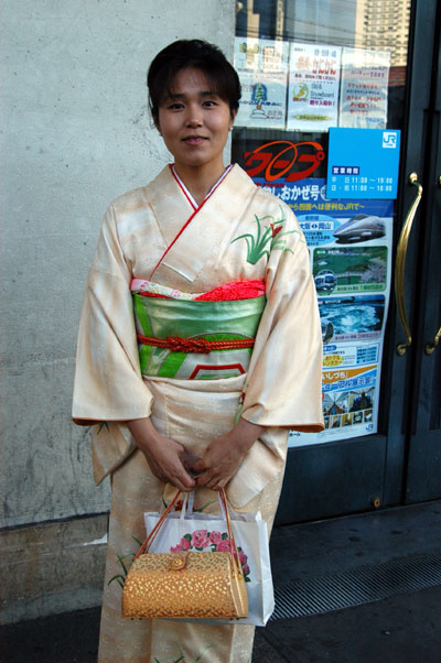 Woman in a beautiful Kimono near Osaka Station