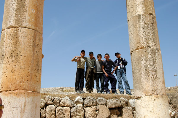 Jordanian boys visiting Jerash