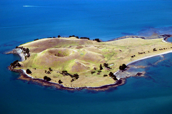 Browns Island, with a small volcanic cone, New Zealand