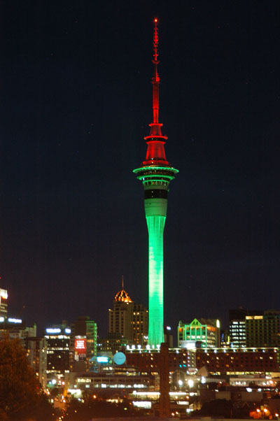Sky Tower at night, College Hill