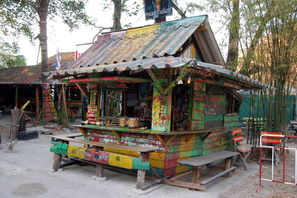 A colorful drinking spot at the end of a bar soi