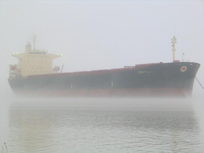 Ship At Anchor In Fog