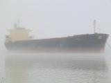 Ship At Anchor In Fog