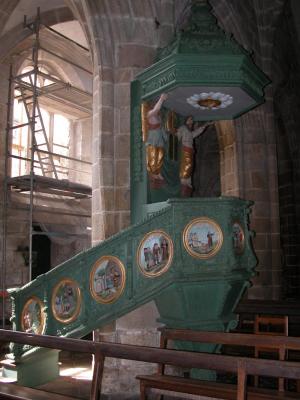 Pulpit with the life of St. Ronan