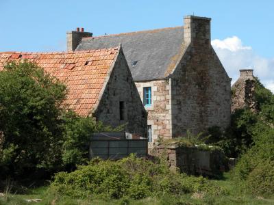 Traditional Breton house, with barn in foreground