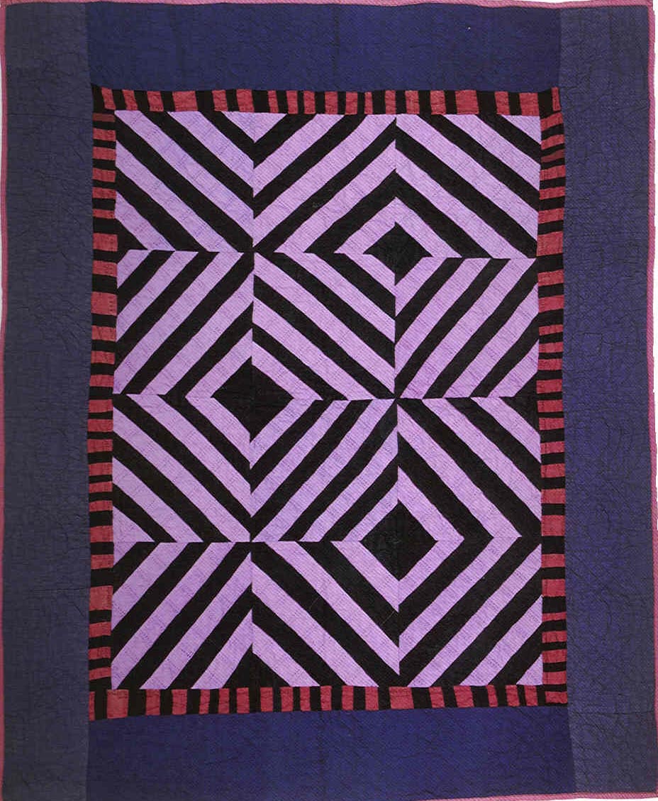 060:Roman Stripes crib quilt-Kansas     c.1910-20  37x45