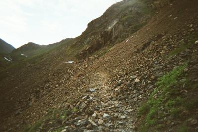 Iditarod Trail, red flag marks washout