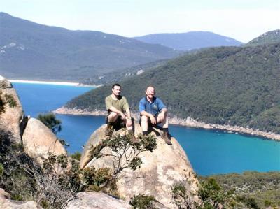 Robert and myself at Kersops Peak overlooking Waterloo Bay - Wilsons Prom
