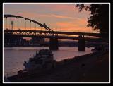 Alas! No balloons--yet, but this sunrise. (Pittsburgh, bridge)
