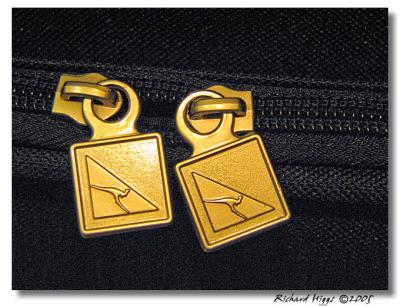 QANTAS airline Logo on cabin bag Zippers (*)