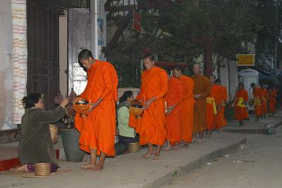 Luang Prabang - Collecting monks