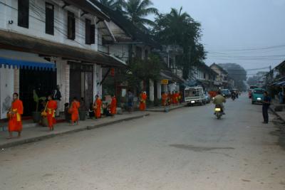 Luang Prabang - Collecting monks