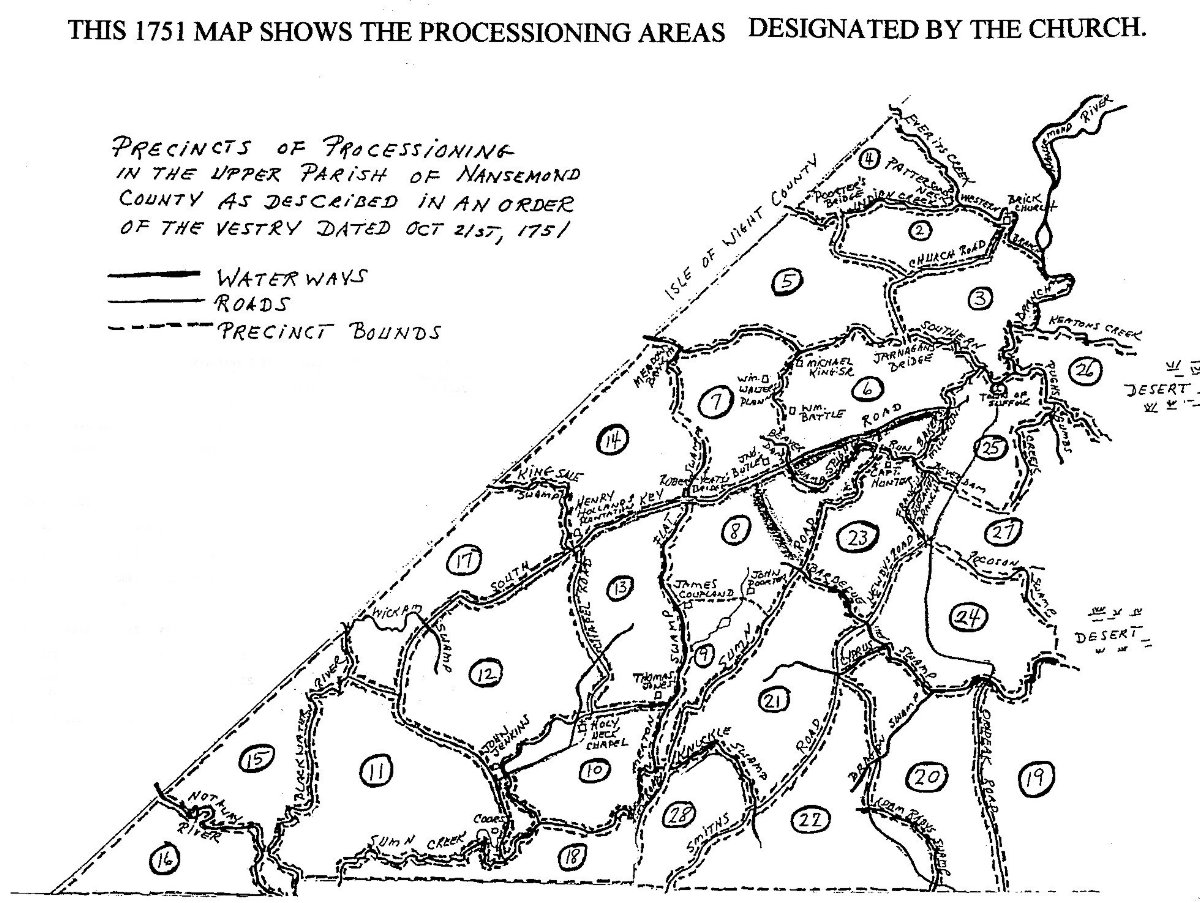 Nansemond Co. VA Map Precincts 1743