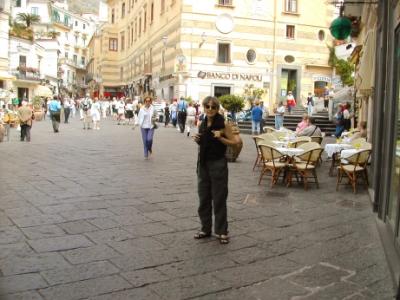 Judy on the Piazza del Duomo in Amalfi. From the 9th to the 11th centuries, Amalfi was a major maritime power