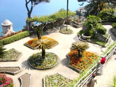 The terrace gardens of the Villa Rufolo in Ravello. Villa Rufolo was built in the 13th century.