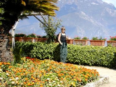 Judy at the terrace gardens of the Villa Rufolo in Ravello 1