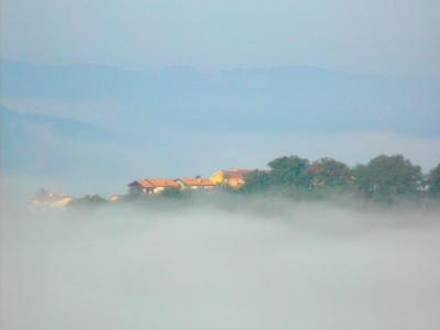 Early morning Umbrian countryside as seen from our room at the Hotel Bramante 1