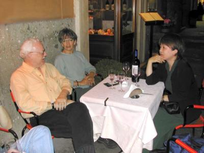 Judy, Seiko and Bill after dinner at an outdoor cafe on Via Veneto, near the Piazza Barberini