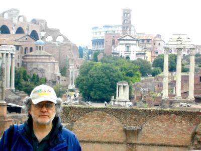 Richard at the Roman Forum. The Colosseum is in the background.