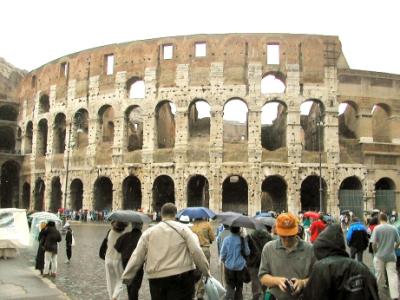 The Colosseum: Site of gladiatorial combats and wild animal fights. Roman structure but Greek facade. 1