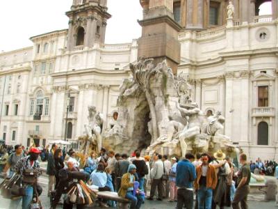 Four Rivers Fountain by Bernini on Piazza Navona - Baroque style - unveiled in 1650's.