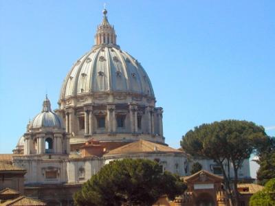 The Dome of St. Peter's Basilica. Designed by Michelangelo though not finished in his lifetime. Dome is 448 feet high.