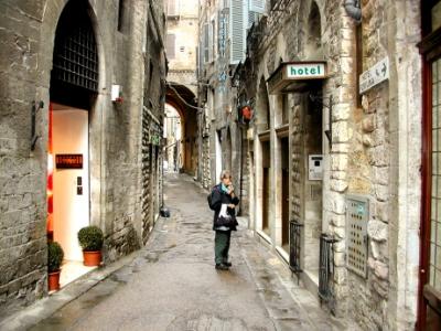 Judy on a side street. Perugia is one of the best preserved medieval hill towns.